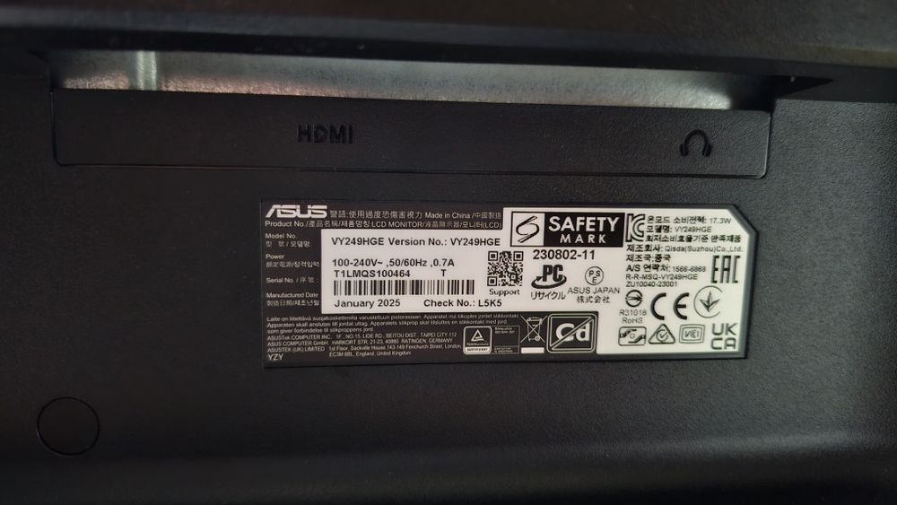 Ігровий монітор Asus VY249HGE 23.8"