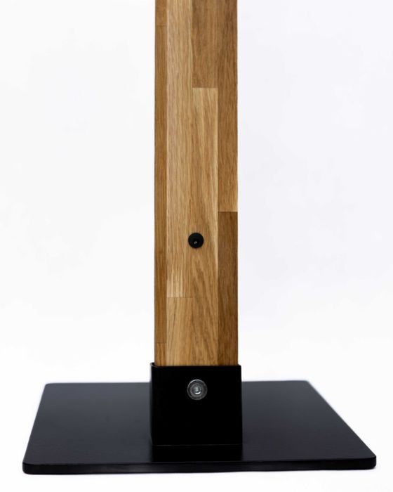 Lampa Stojąca Podłogowa Drewniana LOFT Metalowa Podstawa Dębowa