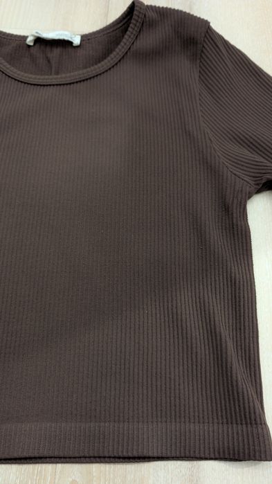 Bluzka/top brązowy w prążek Pull&Bear M