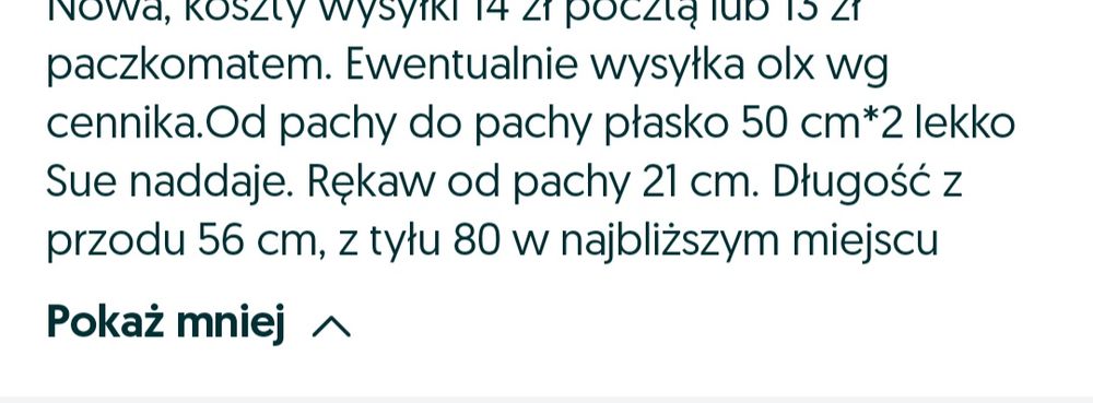 Miętowa elegancka bluzka damska koszula asymetryczna nowa ml