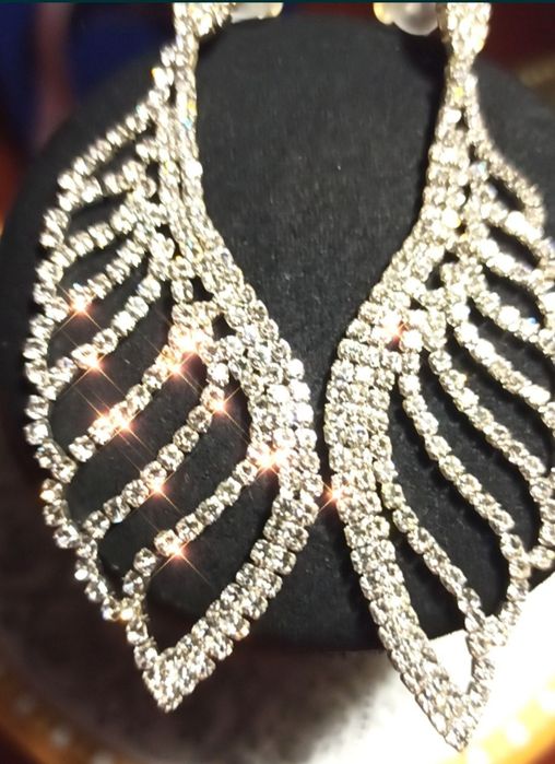 Серьги крылья с кристаллами Swarovski