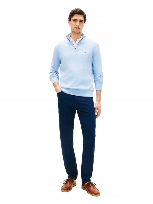 Tommy hilfiger sweter męski niebieski półgolf bawełna m 17ca