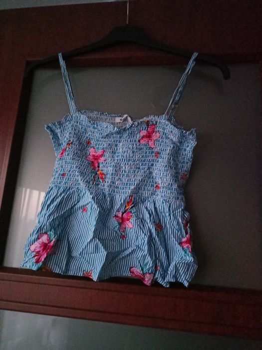 Damska niebieska bluzka w kwiatki Sinsay size XL