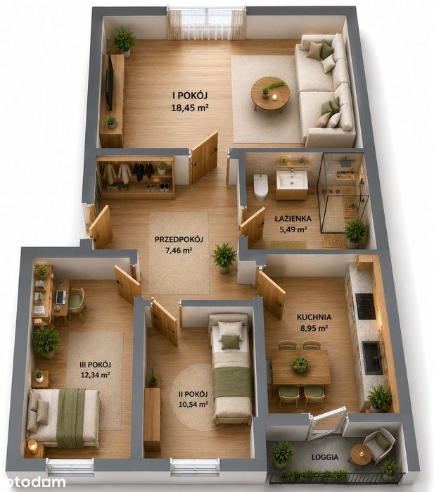 Łaziska Górne | 3 pok | 63 m² | Balkon | Bez prowizji Nowa kuchnia! - Widok 2