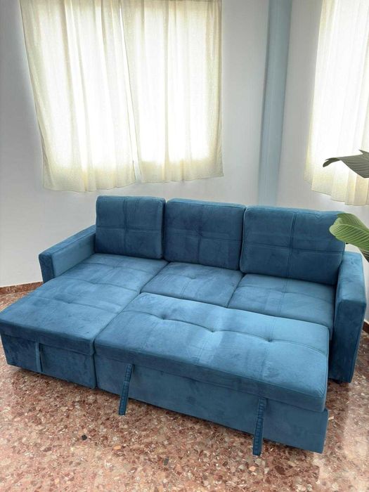 Novo sofá-cama azul - envio grátis
