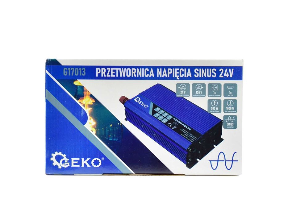 PRZETWORNICA NAPIĘCIA PRĄDU sinus 24V 230V 500W 1000W samochodowa 1888