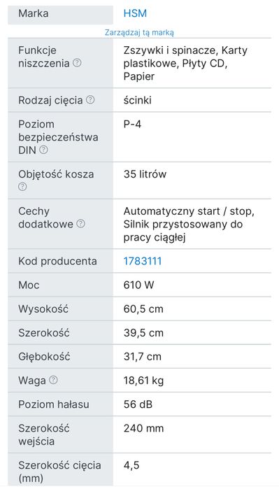 HSM SECURIO B24 niszczarka