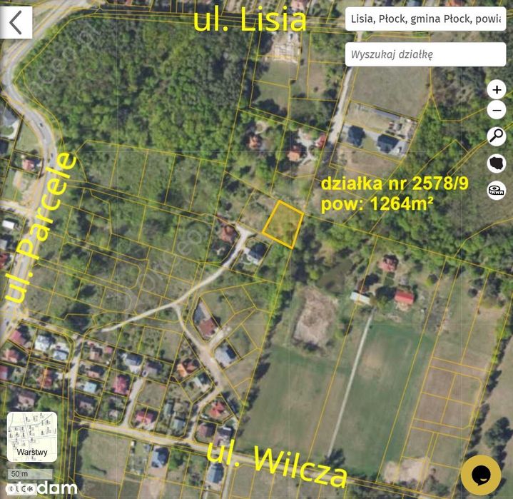 Sprzedam działkę budowlaną 1264m2, Płock ul. Lisia