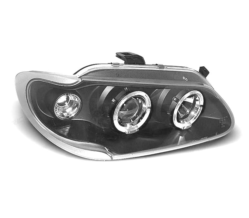 FARÓIS FRONTAIS RENAULT MEGANE 96-99 ANGEL EYES FUNDO PRETO