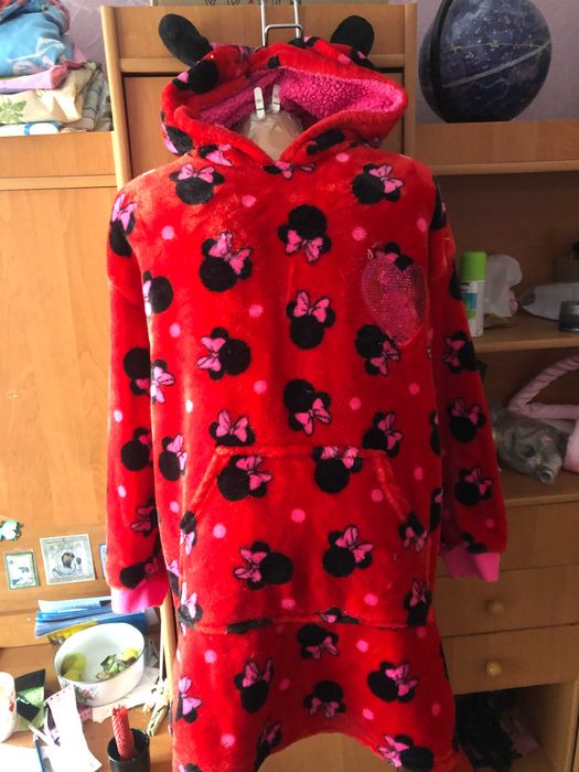 Меховушка, плюшева туника, кофта, худи, L-XL. слип, пижама. Minnie Disney