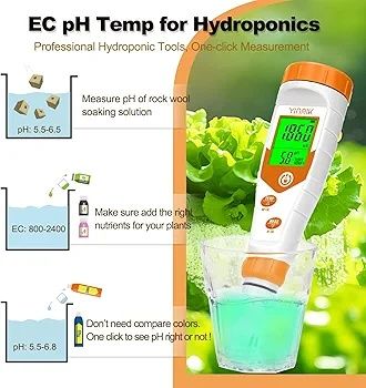 Miernik pH YINMIK Hydroponics 4 w 1 ppm do wody pitnej | Miernik temperatury pH EC TDS, tester wody ppm i EC