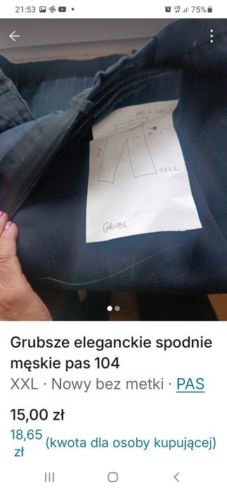Męskie eleganckie spodnie 104 pas