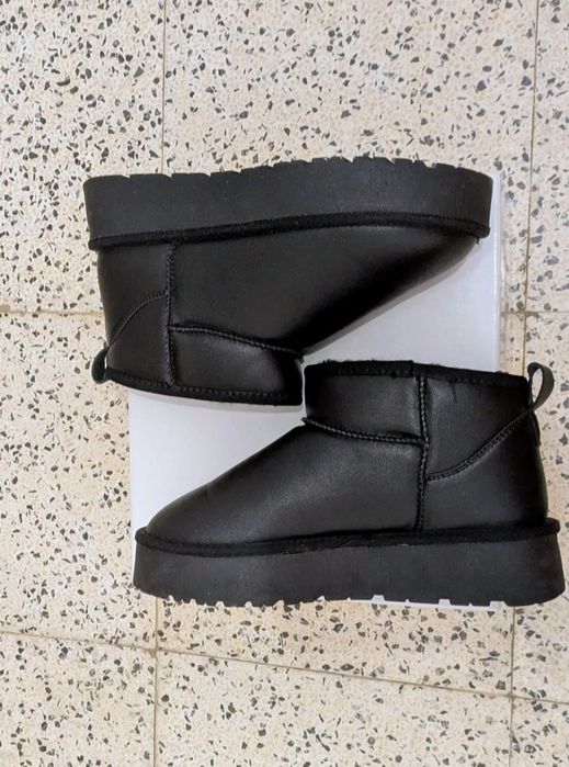 Кожаные утеплённые ботинки