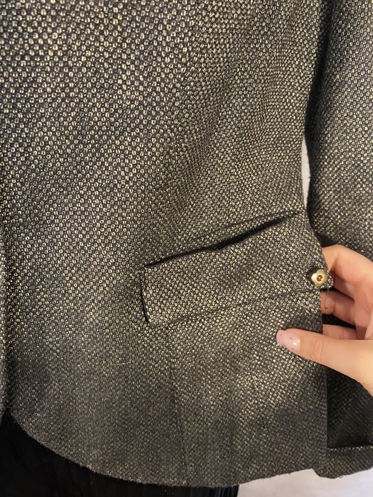 Marynarka damska czarno beżowa na guziki krótka Marks&Spencer 38 M