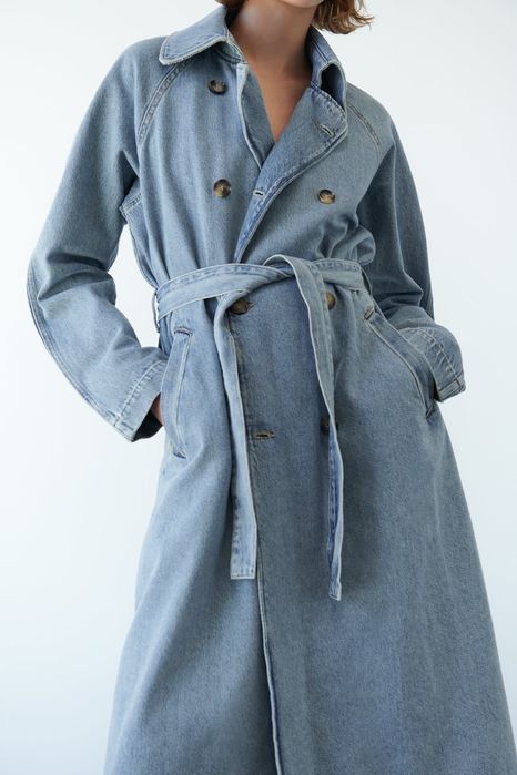 Zara płaszcz trencz denim jeans  S 36