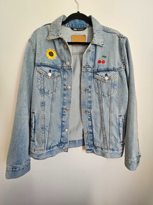 Kurtka damska jeansowa Zara naszywki