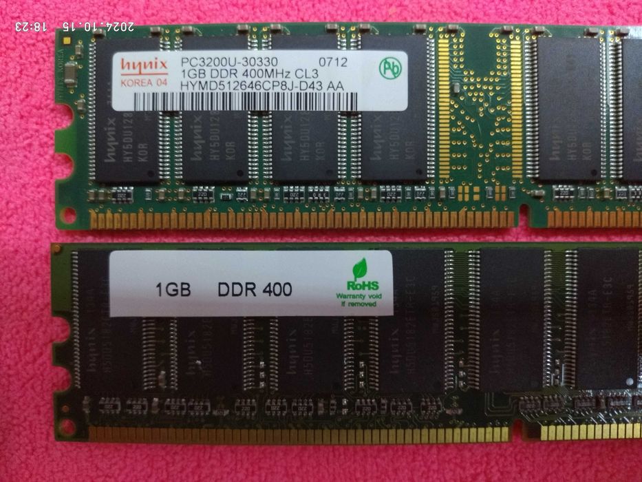 Комплект SDRAM DIMM Hynix DDR400 PC3200U CL3 на 2Gb (Intel/AMD)