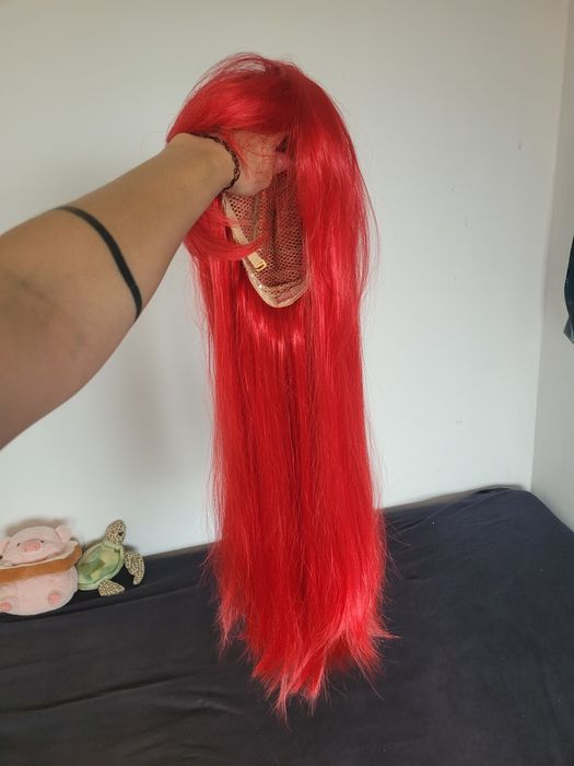 Peruka wig 60cm czerwona długa cosplay
