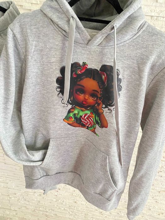 Miesisty nowy dres set szary melanż z dziewczynką aplikacja Basic