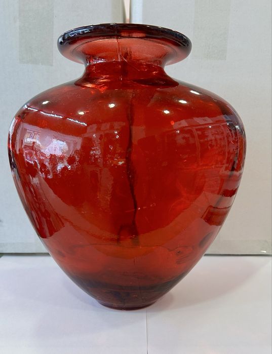 Vaso de Vidro Soprado Vermelho Rubigo / Mid-Century Modern