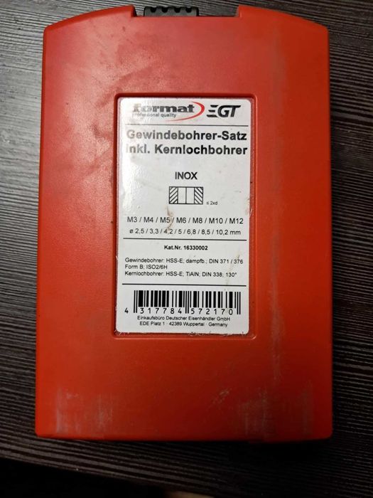 Zestaw gwintowników M3-12 INOX z wiertłem pod gwint FORMAT