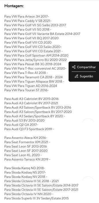 Cinta Reforço Chassi (MQB) Audi S3/Cupra/Golf GTI...