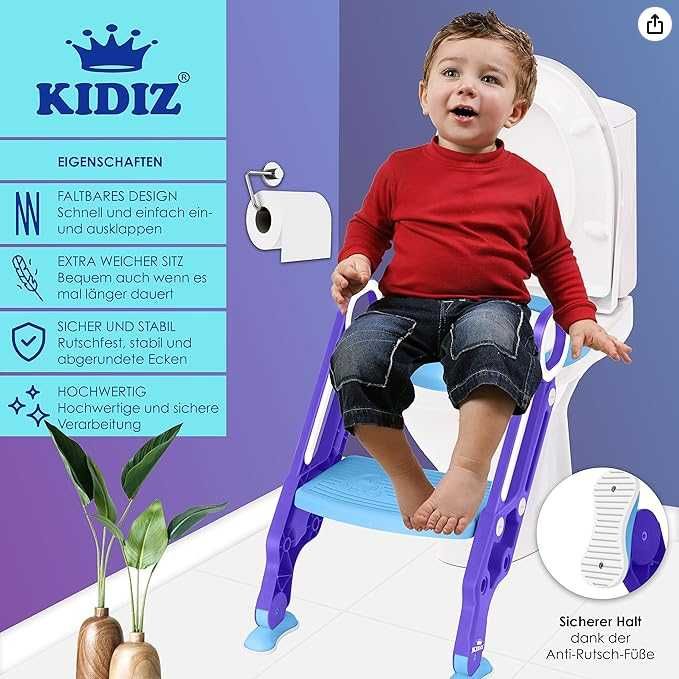 KIDIZ Dziecięca deska sedesowa trener toaletowy ze schodami  uchwytami