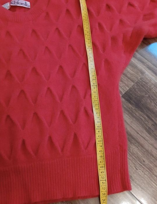 Gruby czerwony sweter Lambs wool angora rabbit hair knitwear