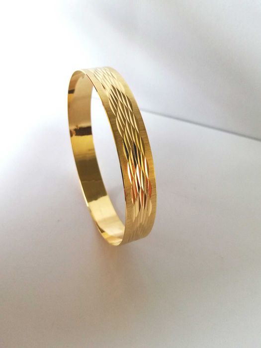 WIEDEŃ bajkowa złota bransoletka  Lśniąca szeroka