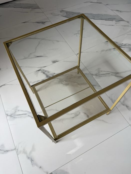 Zloty stolik lawa szklana gold glamour