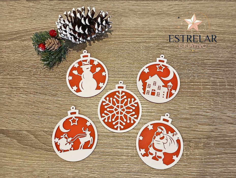 Kit com 5 Enfeites de Natal