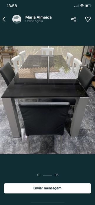 Mesa de vidro preta