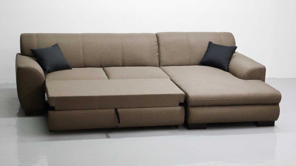 TLX Narożnik z funkcją spania brązowy kolor rozkładana rogówka sofa