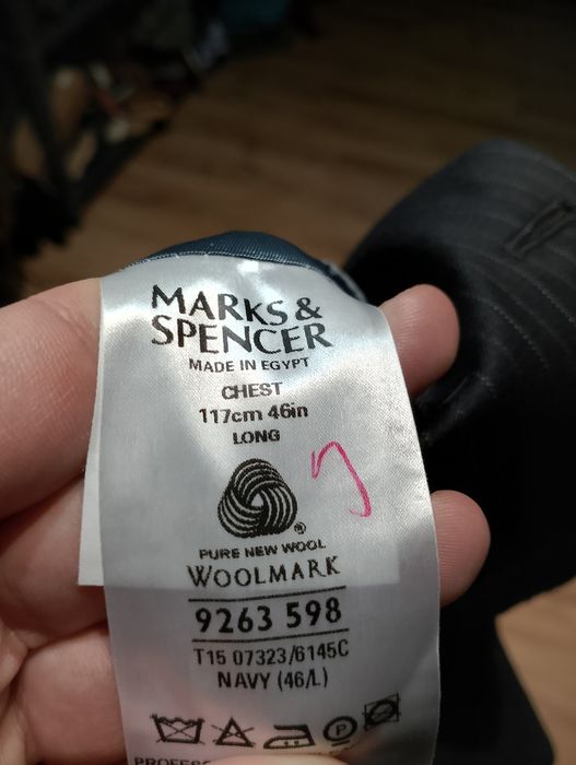 Nowa Wełniana Granatowa Marynarka Marks & Spencer Collezione