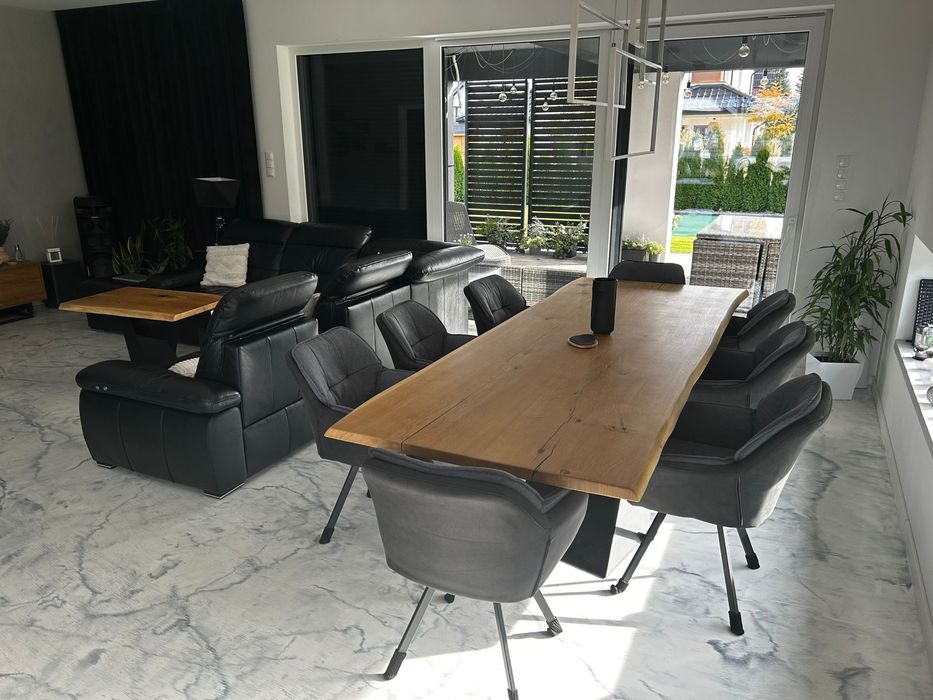 Stol Debowy Loft Design Monolit Zywica Modern Dab Lite Drewno