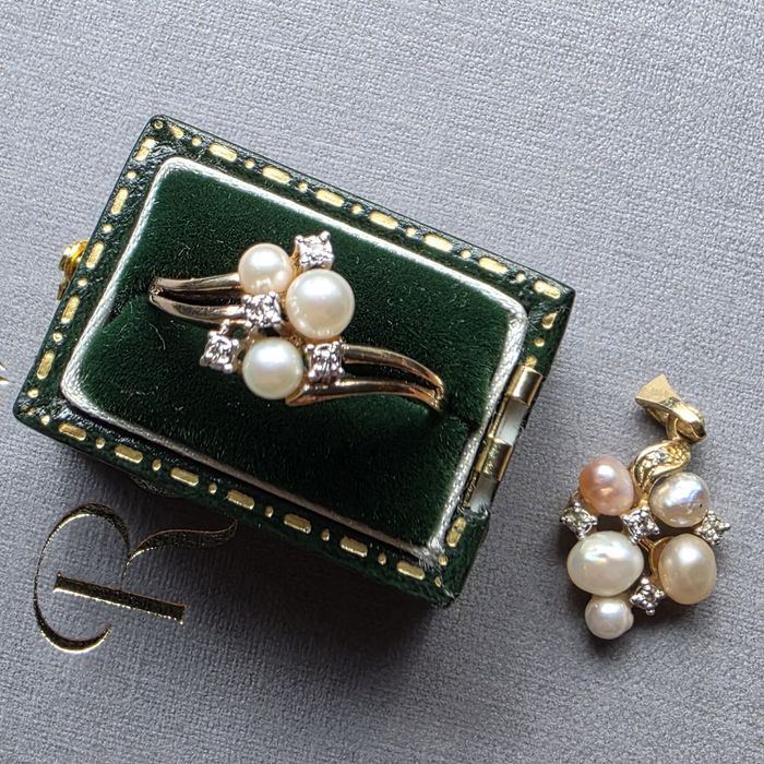 Wisiorek Złoto 750 Diamenty Perły Diamenty