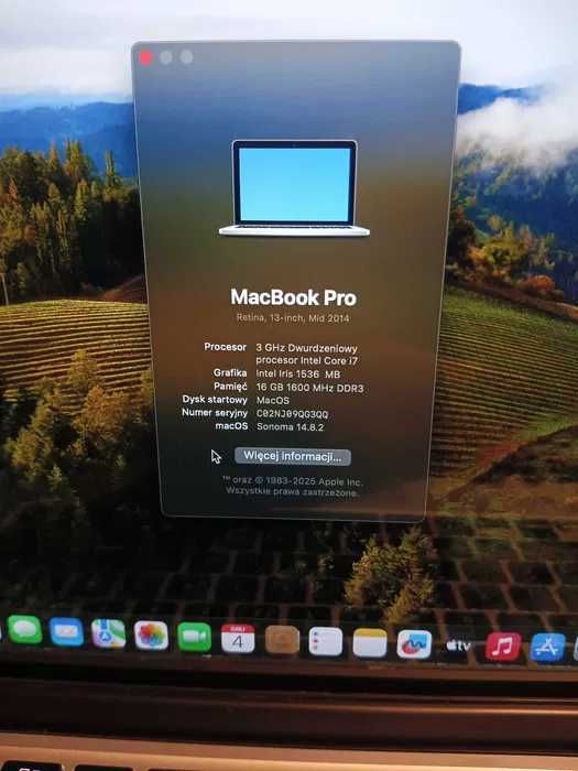 MacBook Pro 16 GB RAM 512 GB Intel Core i7 Retina 13 cali