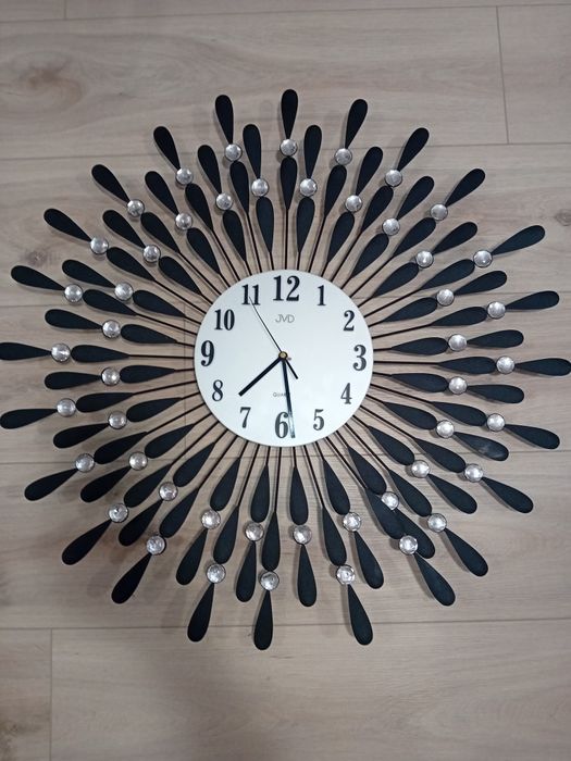 Zegar metalowy z kryształkami glamour średnica 67 cm