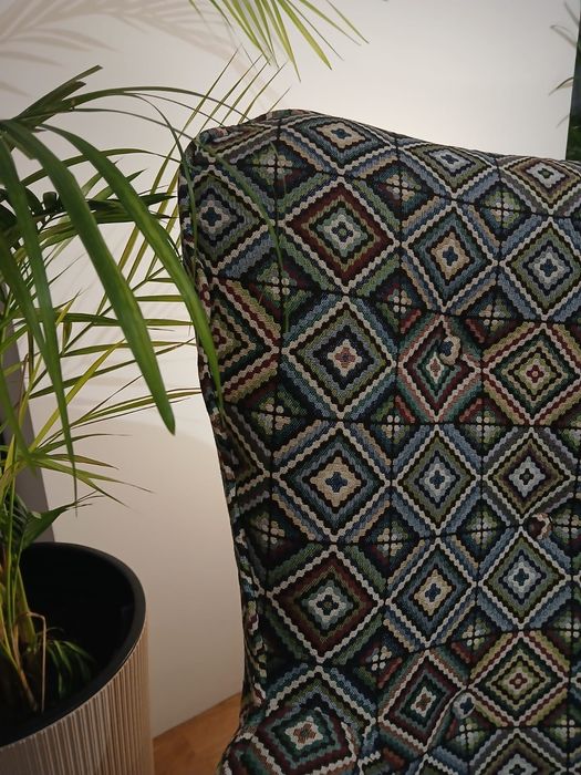 Fotel kolorowy szerokość 75 Lux tkanina romby azul  żakard tkany