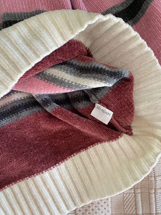 Gruby luźny sweter golf w paski