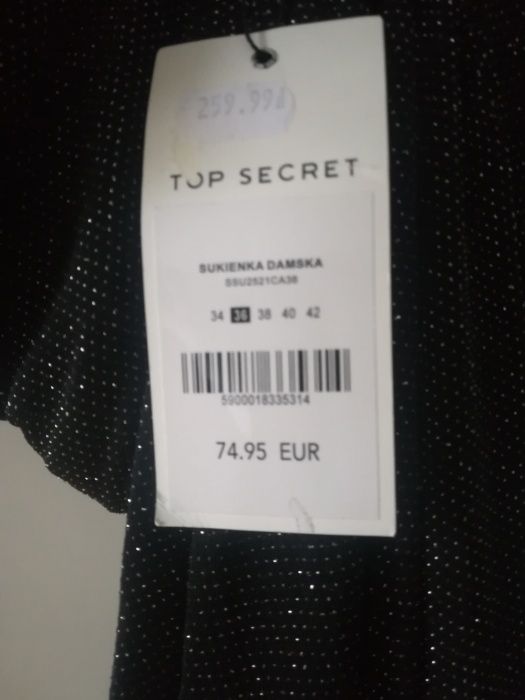 Sukienka długa czarna błyszcząca Top secret