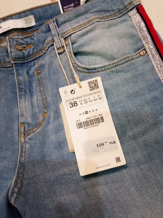 Jeansy skinny lampas Zara r.38 M nowe metki