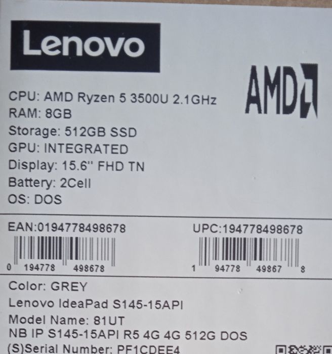 Lenovo Ideapad S145 ...FAULTY...64584271543170121