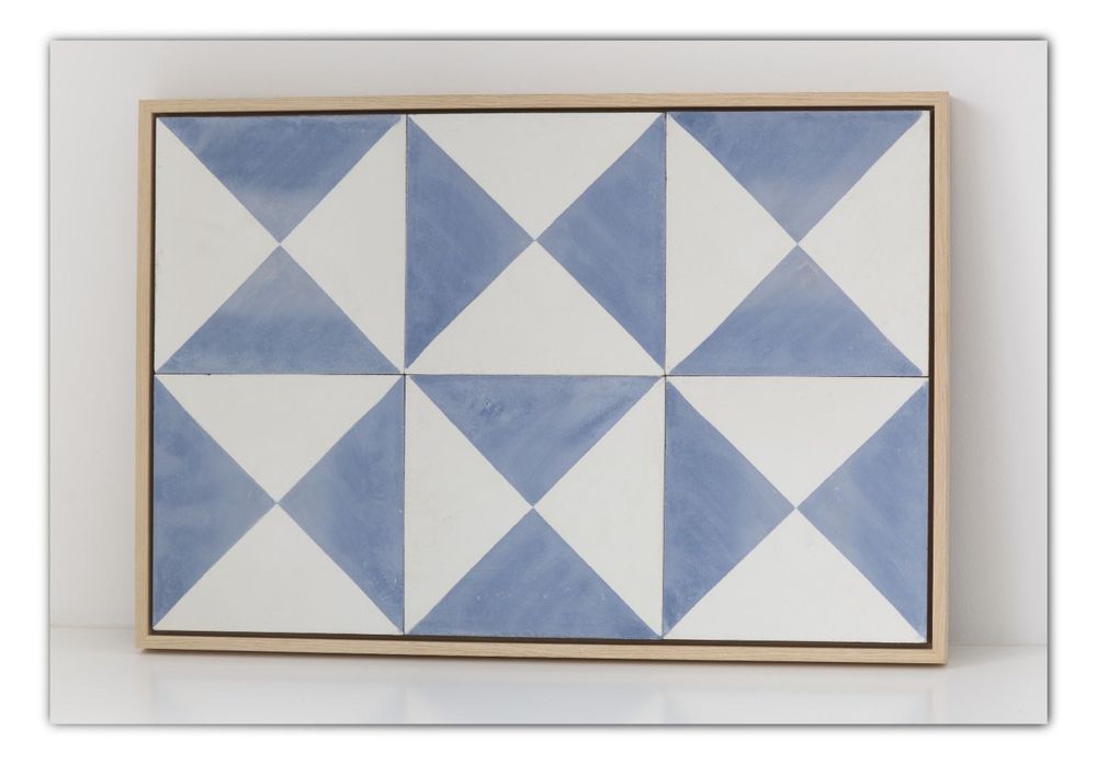 Quadro de azulejos/mosaicos hidráulicos com moldura de carvalho