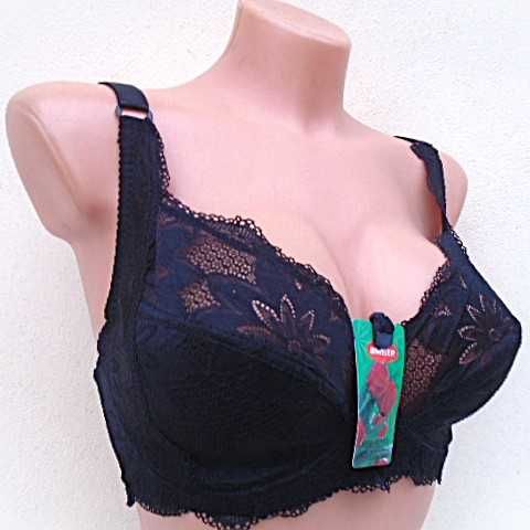 Biweier /  wygodny koronkowy biustonosz 110D  czarny   na fiszbinach