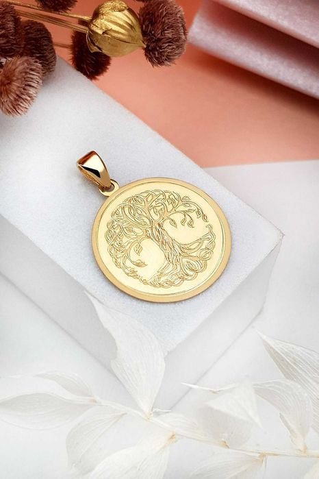 Złota zawieszka drzewko próba złota 585