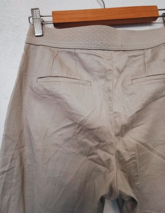 Beżowe bawełniane klasyczne spodnie damskie Orsay