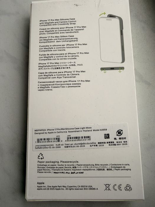 Iphone 17 Pro Max Oryginalny Apple sillicone case Light Moss zielony