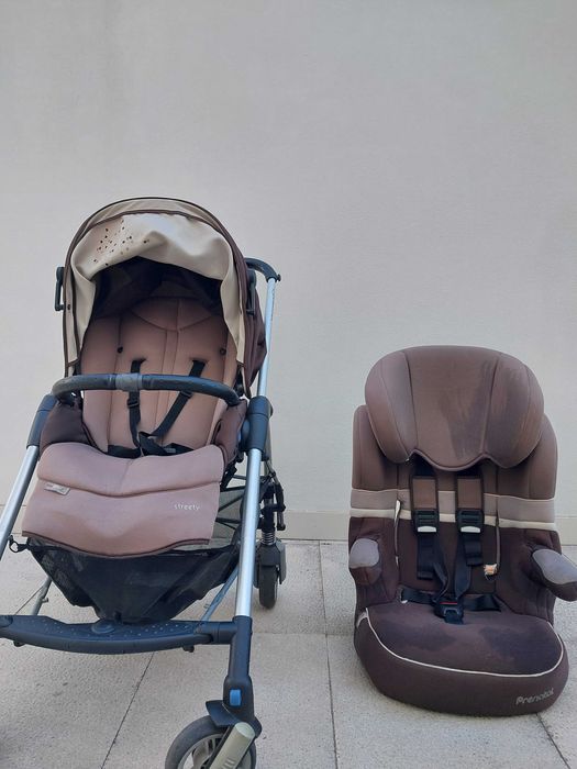 Carro de bebé,  alcofa e cadeira