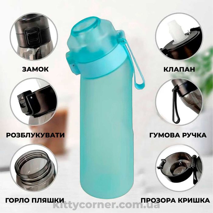 Спортивна бутилка/пляшка Air Up Bottle для води + 7 смаків блакитна